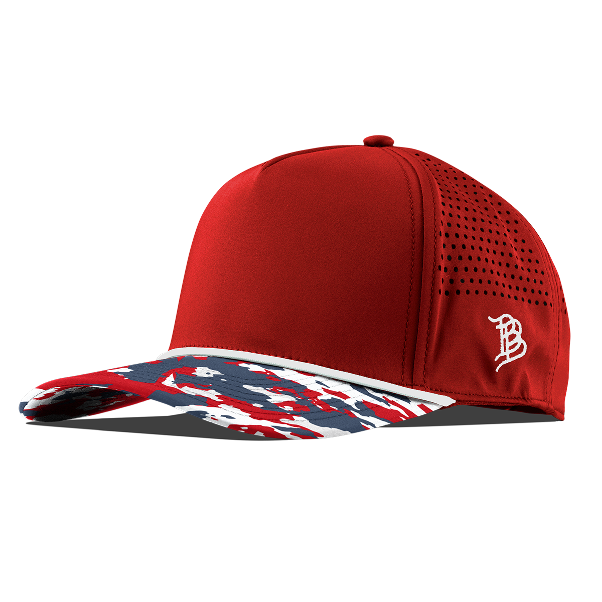 Bare Curved 5 Panel Rope Red/USA Camo + White Rope