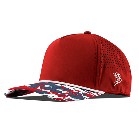 Bare Curved 5 Panel Rope Red/USA Camo + White Rope