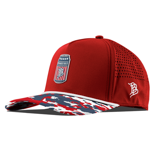 BB Brew Curved 5 Panel Rope Red/USA Camo + White Rope