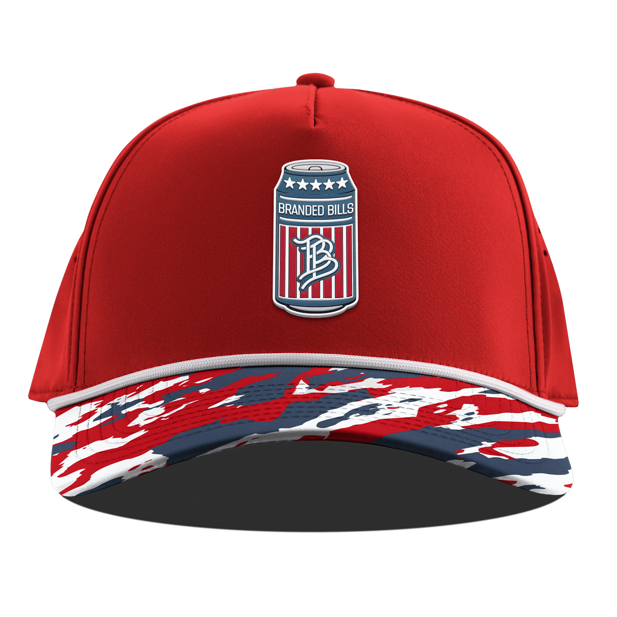 BB Brew Curved 5 Panel Rope Red/USA Camo + White Rope