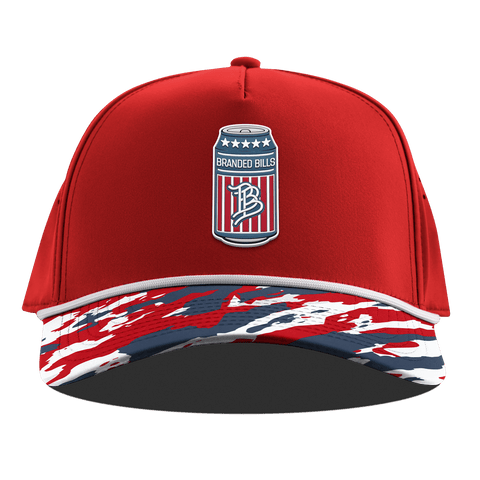BB Brew Curved 5 Panel Rope Red/USA Camo + White Rope