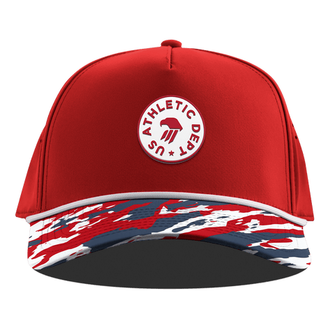 Eagle Athletic Curved 5 Panel Rope Red/USA Camo + White Rope