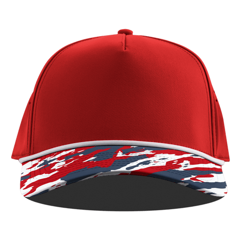 Bare Curved 5 Panel Rope Red/USA Camo + White Rope