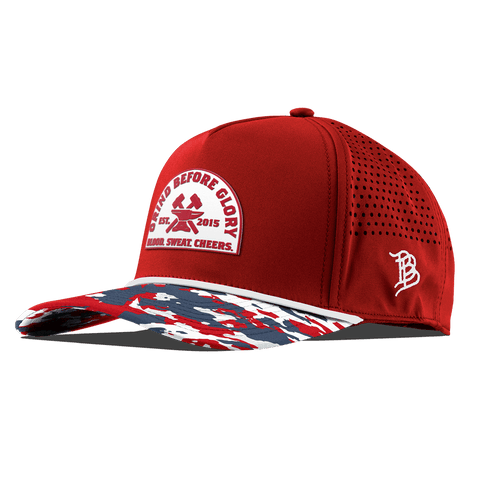 Grind Before Glory Curved 5 Panel Rope Red/USA Camo + White Rope