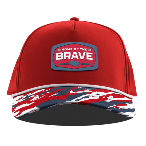 Home of the Brave Curved 5 Panel Rope Red/USA Camo + White Rope