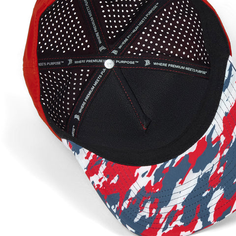 Bare Curved 5 Panel Rope Red/USA Camo + White Rope