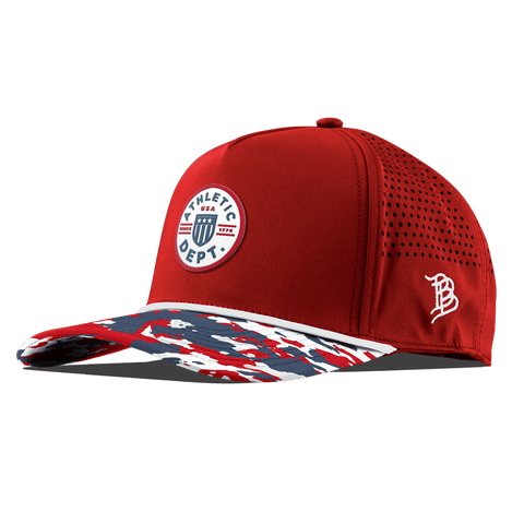Liberty Letterman Curved 5 Panel Rope Red/USA Camo + White Rope