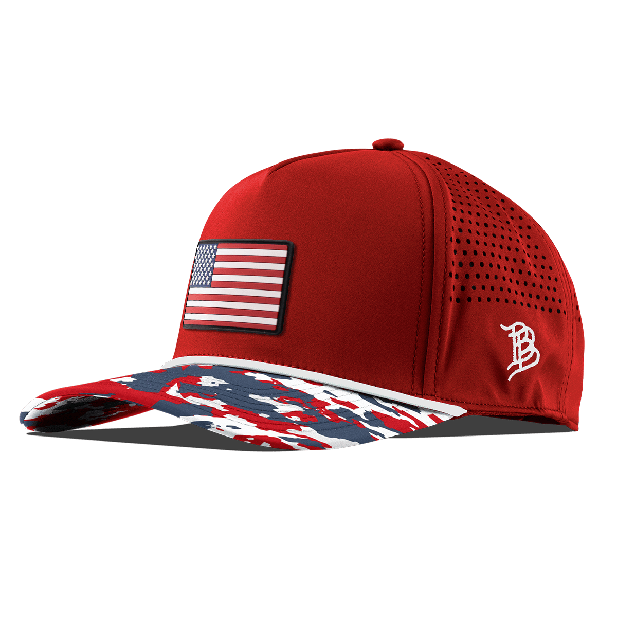 Old Glory Curved 5 Panel Rope Red/USA Camo + White Rope