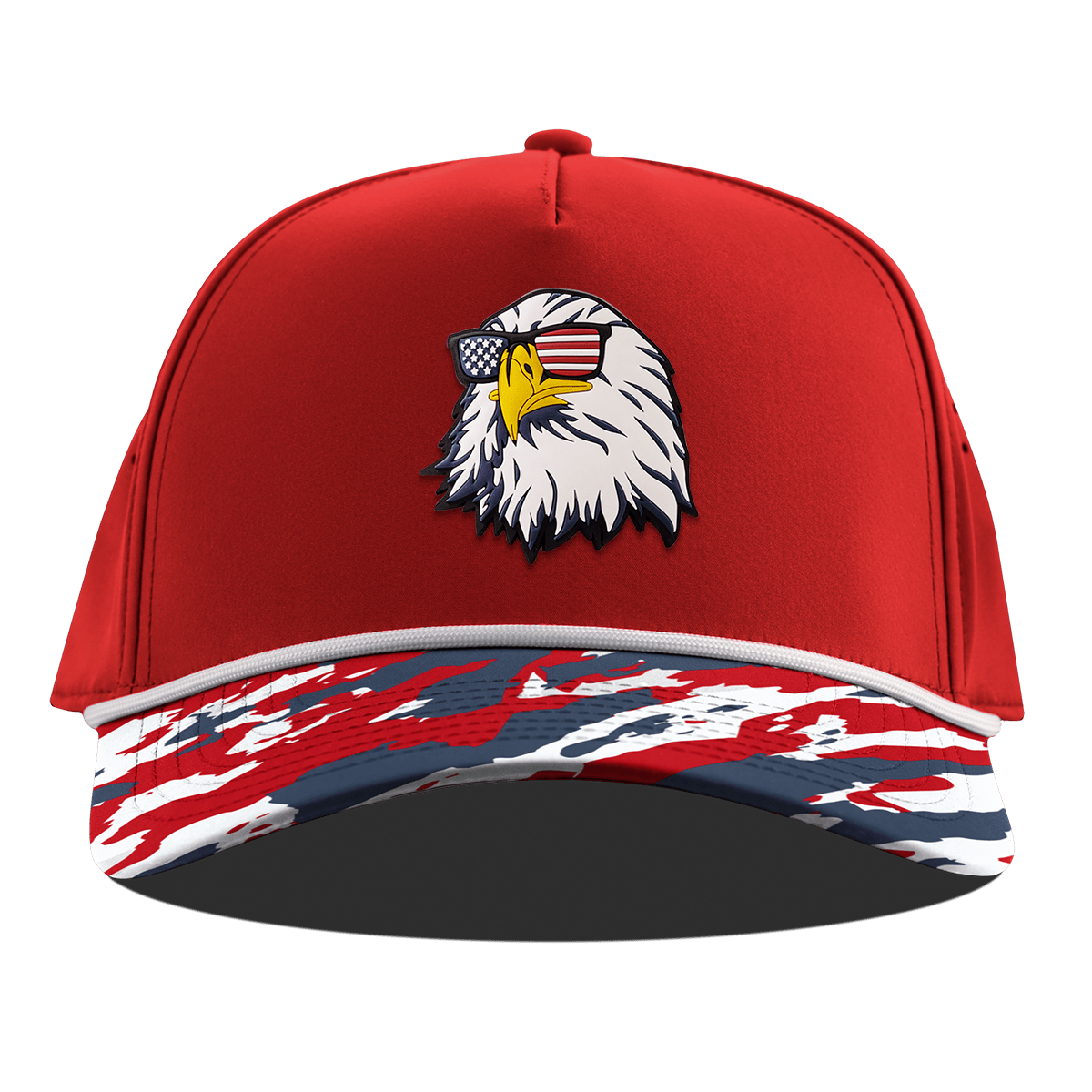 Party Eagle Curved 5 Panel Rope Red/USA Camo + White Rope