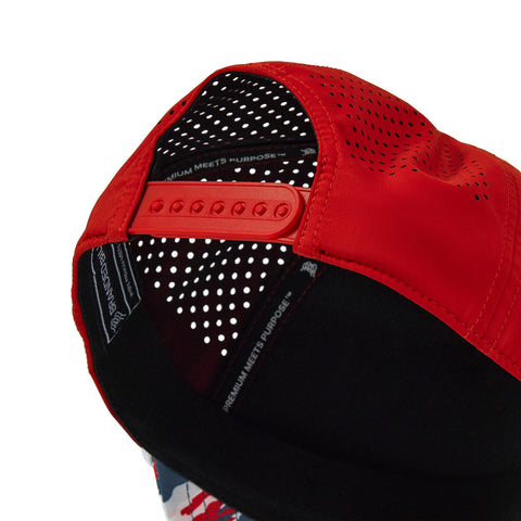 Bare Curved 5 Panel Rope Red/USA Camo + White Rope