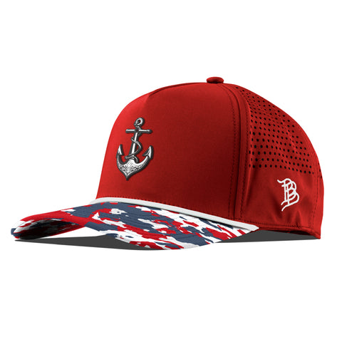 The Deeps Anchor Curved 5 Panel Rope Red/USA Camo + White Rope