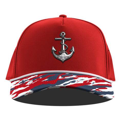 The Deeps Anchor Curved 5 Panel Rope Red/USA Camo + White Rope