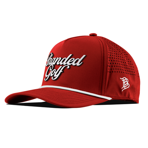 Branded Golf Script Curved 5 Panel Rope Red/White