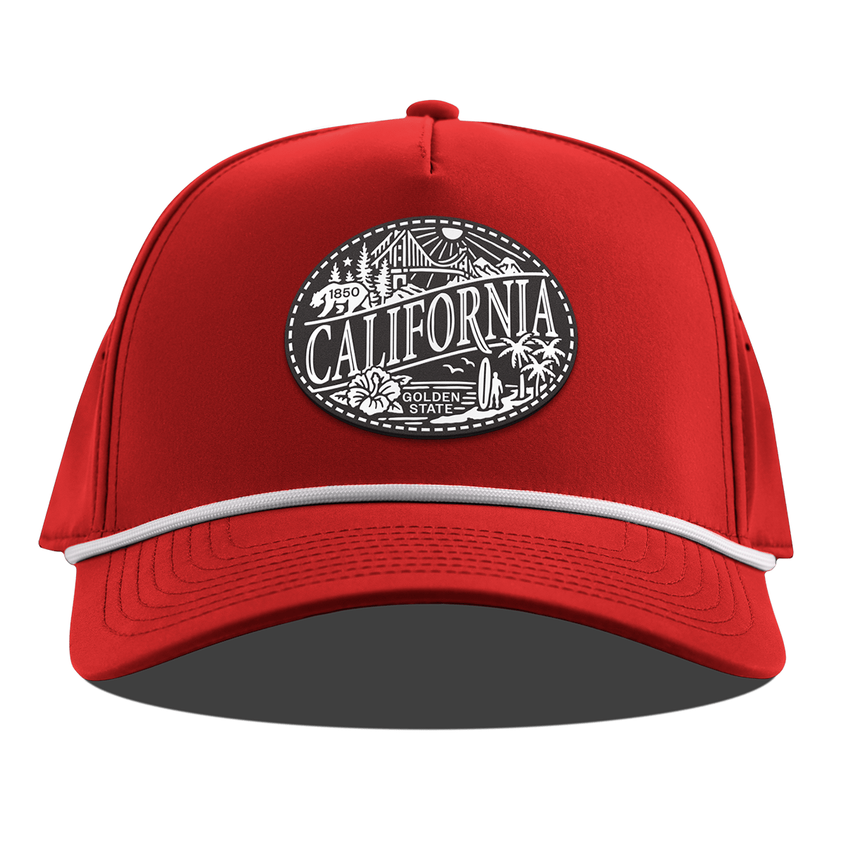 California Traveler Curved 5 Panel Rope Red