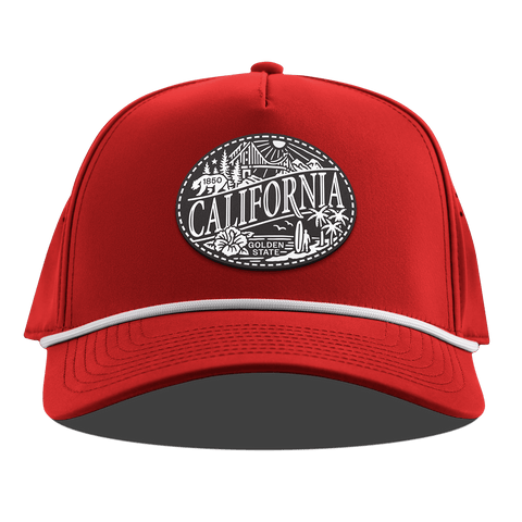 California Traveler Curved 5 Panel Rope Red