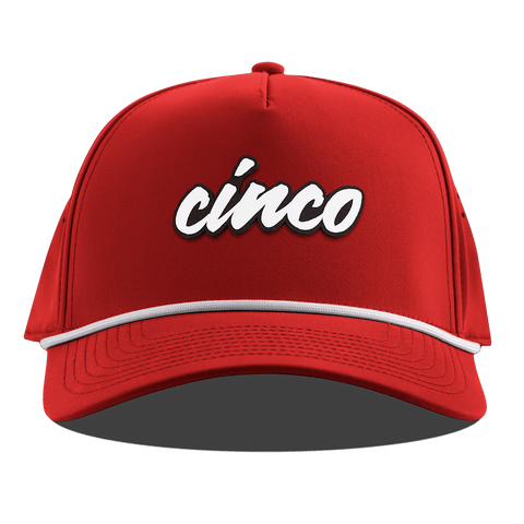 Cinco Script Curved 5 Panel Rope Red