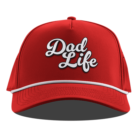 Dad Life Script Curved 5 Panel Rope Red