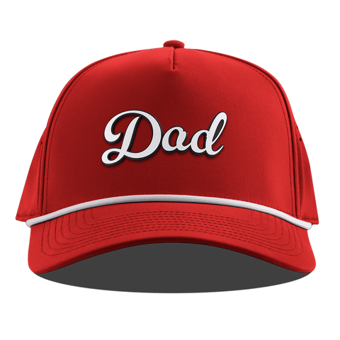 Dad Script Curved 5 Panel Rope Red