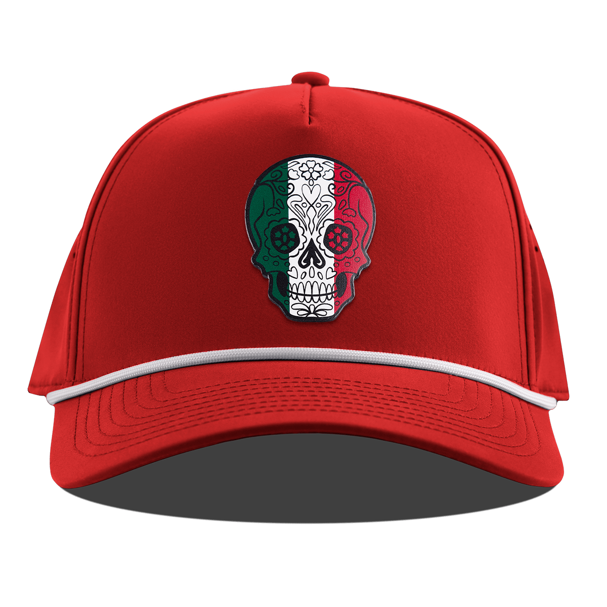 Fiesta Sugar Skull Curved 5 Panel Rope Red