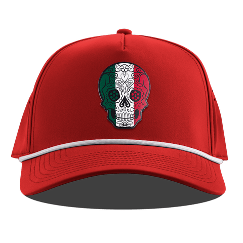 Fiesta Sugar Skull Curved 5 Panel Rope Red
