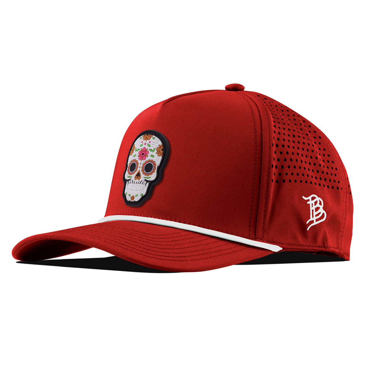 Flower Skull PVC Curved 5 Panel Rope Red