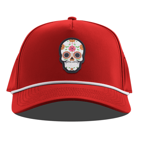 Flower Skull PVC Curved 5 Panel Rope Red
