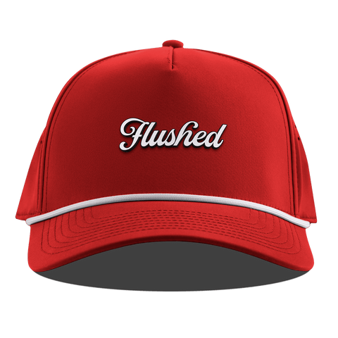 Flushed Script Curved 5 Panel Rope Red