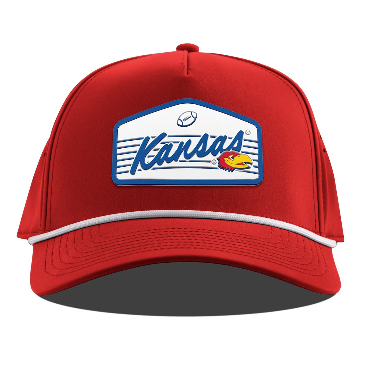 University of Kansas "Jayhawks Football" Curved 5 Panel Rope Red