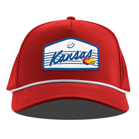 University of Kansas "Jayhawks Football" Curved 5 Panel Rope Red