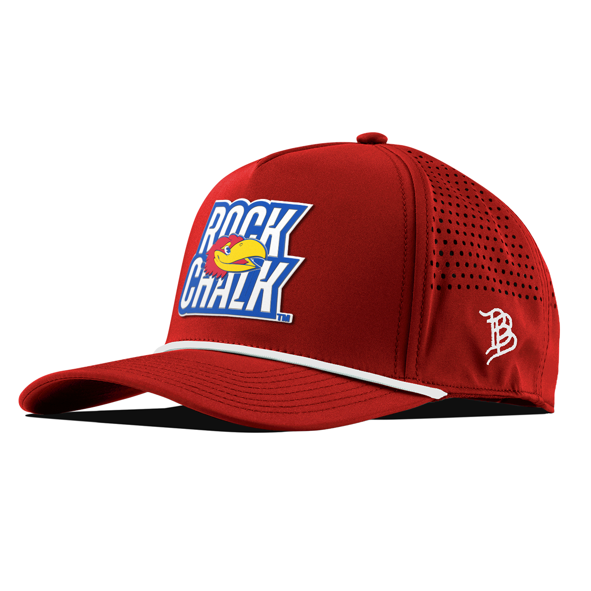 University of Kansas "Kansas Rock Chalk Block" Curved 5 Panel Rope Red