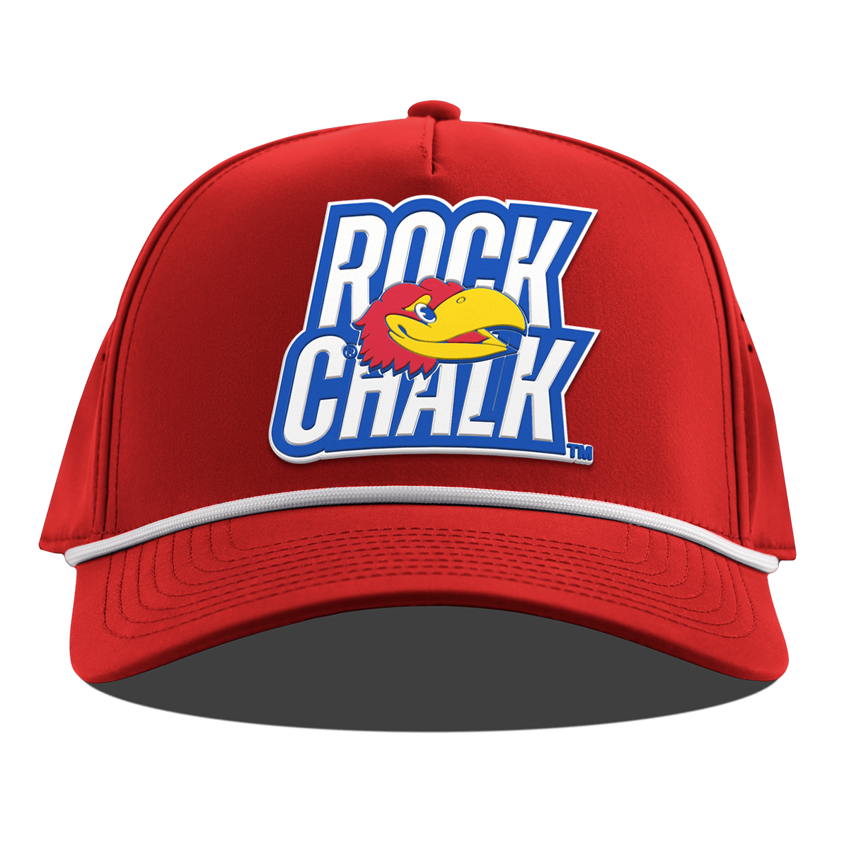 University of Kansas "Kansas Rock Chalk Block" Curved 5 Panel Rope Red