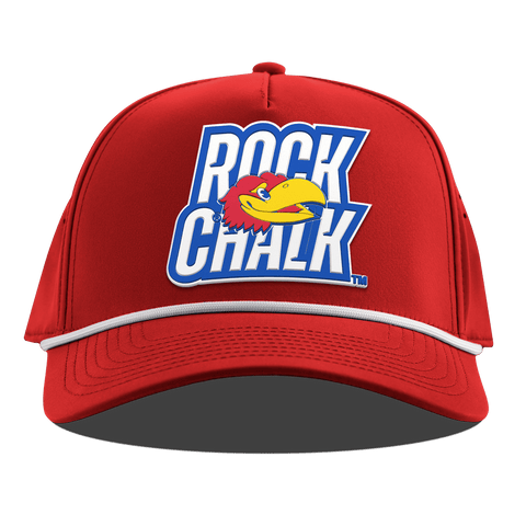 University of Kansas "Kansas Rock Chalk Block" Curved 5 Panel Rope Red