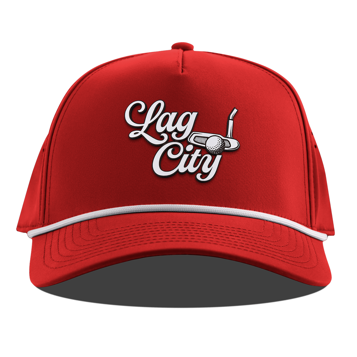 Lag City Script Curved 5 Panel Rope Red