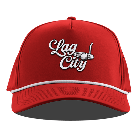 Lag City Script Curved 5 Panel Rope Red