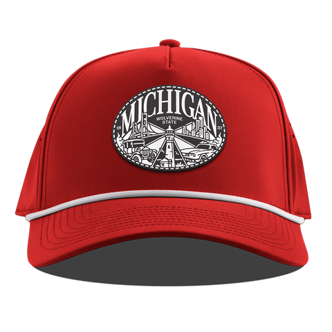 Michigan Traveler Curved 5 Panel Rope Red