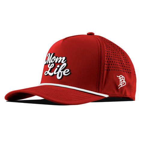 Mom Life Script Curved 5 Panel Rope Red/White