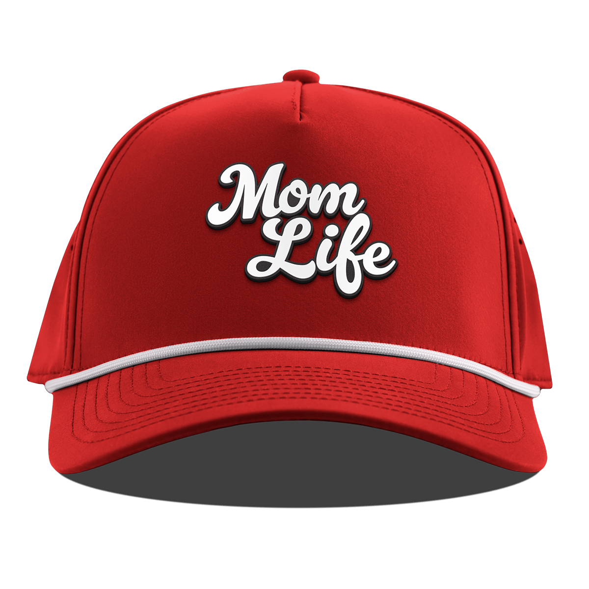 Mom Life Script Curved 5 Panel Rope Red