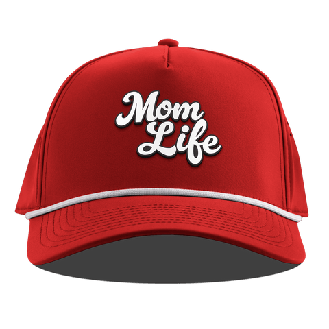 Mom Life Script Curved 5 Panel Rope Red