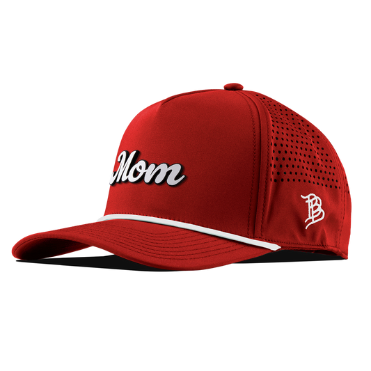 Mom Script Curved 5 Panel Rope Red