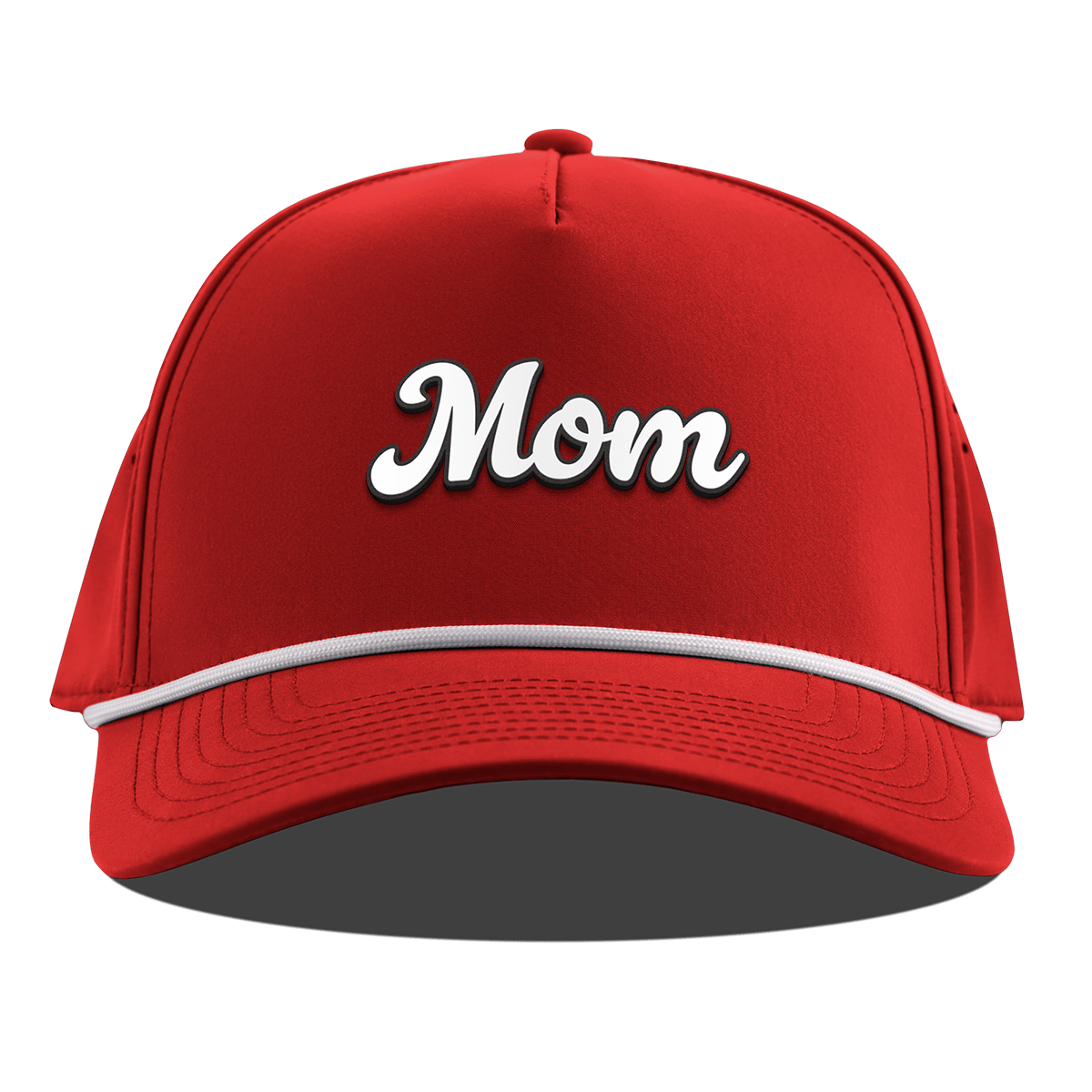 Mom Script Curved 5 Panel Rope Red