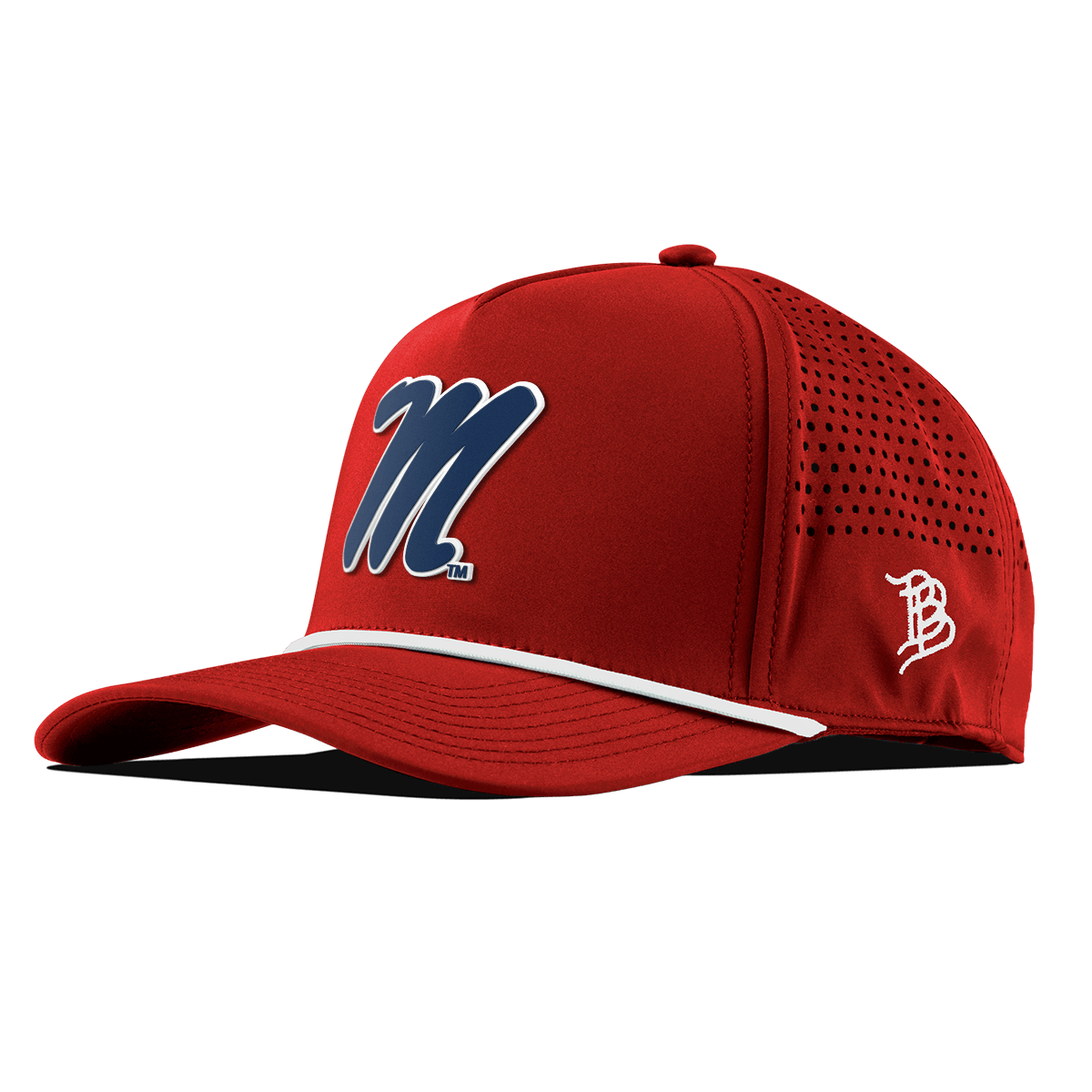 University of Mississippi "Ole Miss Block M Navy" Curved 5 Panel Rope Red