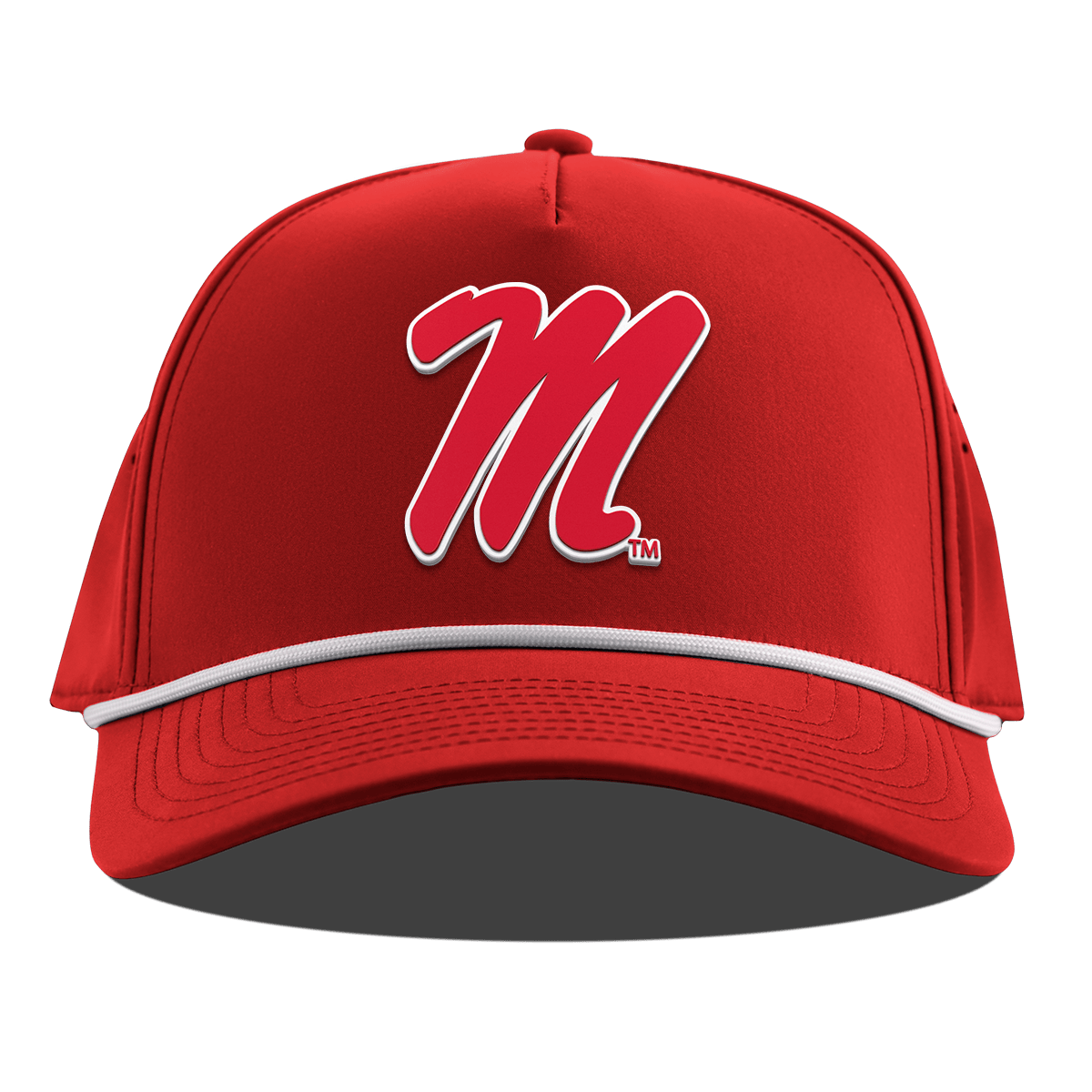 University of Mississippi "Ole Miss Block M Red" Curved 5 Panel Rope Red