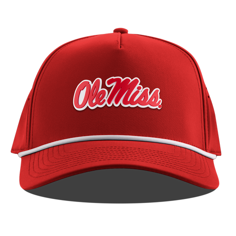 University of Mississippi "Ole Miss Crimson Script" Curved 5 Panel Rope Red