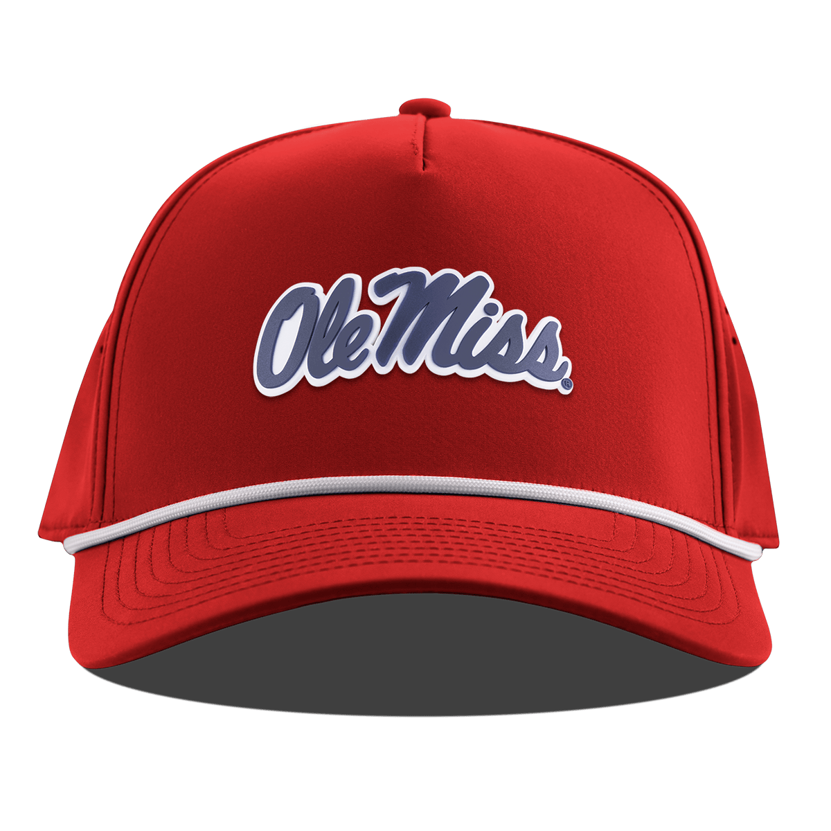 University of Mississippi "Ole Miss Navy Script" Curved 5 Panel Rope Red