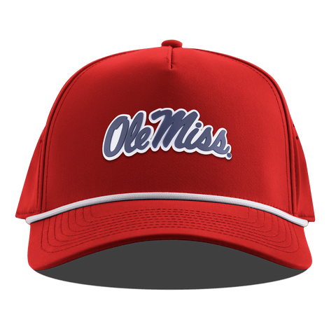 University of Mississippi "Ole Miss Navy Script" Curved 5 Panel Rope Red