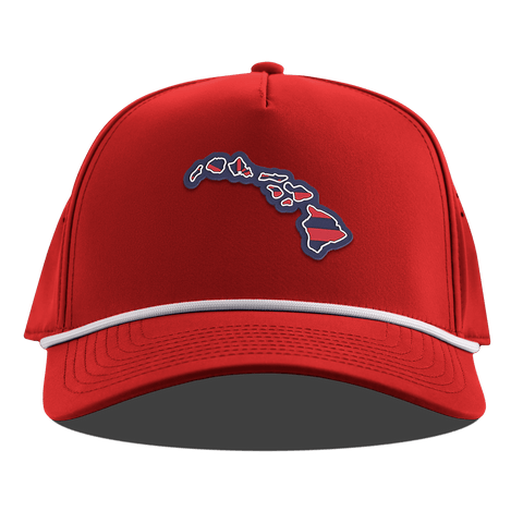 Hawaii Patriot Series Curved 5 Panel Rope Red