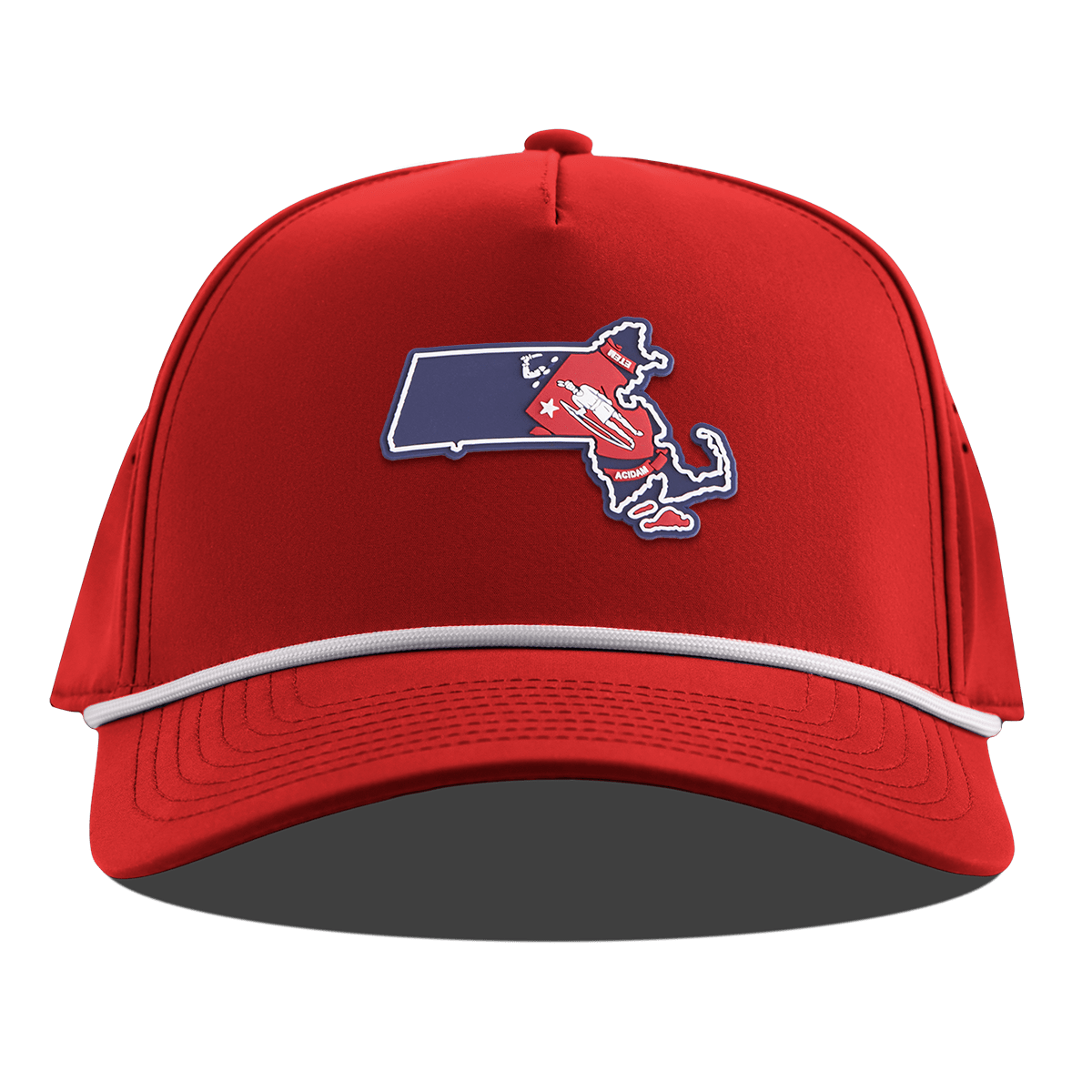 Massachusetts Patriot Series Curved 5 Panel Rope Red