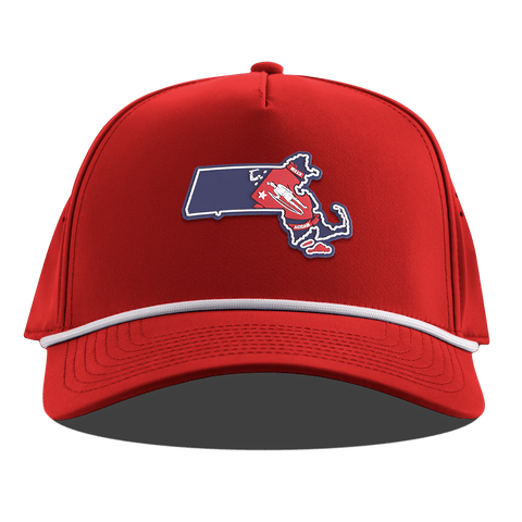 Massachusetts Patriot Series Curved 5 Panel Rope Red