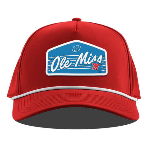 University of Mississippi "Rebel Football" Curved 5 Panel Rope Red