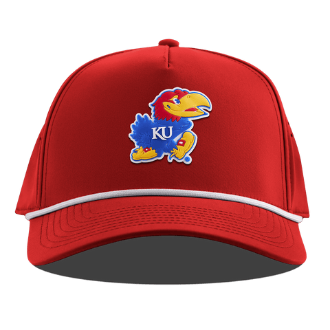 University of Kansas "Rock Chalk Jayhawk" Curved 5 Panel Rope Red